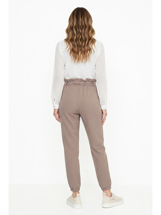 FIGL FIGL Bavlnené nohavice M1347 Hnedá Regular Fit