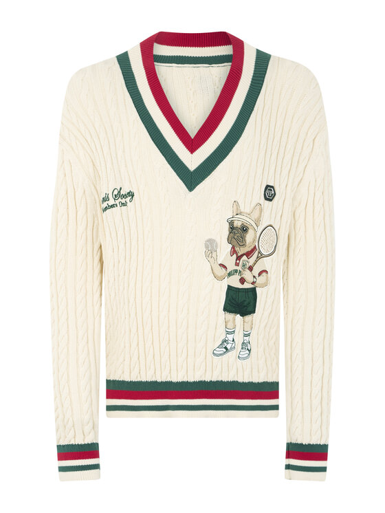 PHILIPP PLEIN PHILIPP PLEIN Sweter 30483 Biały Regular Fit