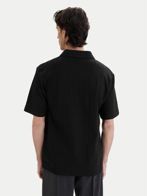 HUGO HUGO Тениска с яка и копчета Dalibo 50556724 Черен Relaxed Fit