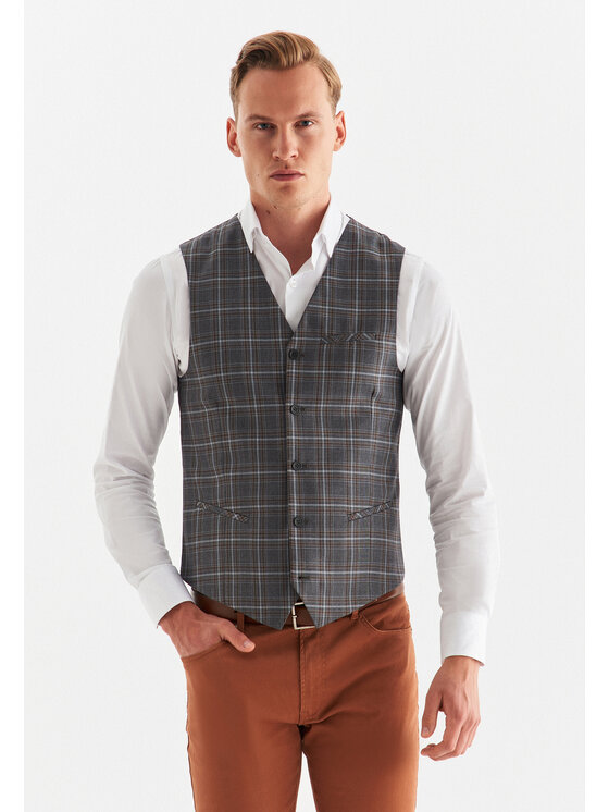 Pako Lorente Pako Lorente Kamizelka P22SF-8X-007 Szary Slim Fit