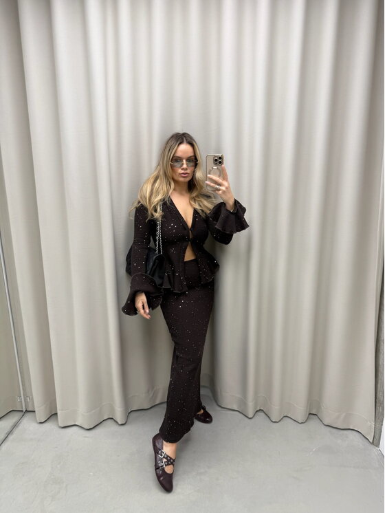 Magda Matyja Magda Matyja Spódnica Samantha Bottom Brązowy Slim Fit