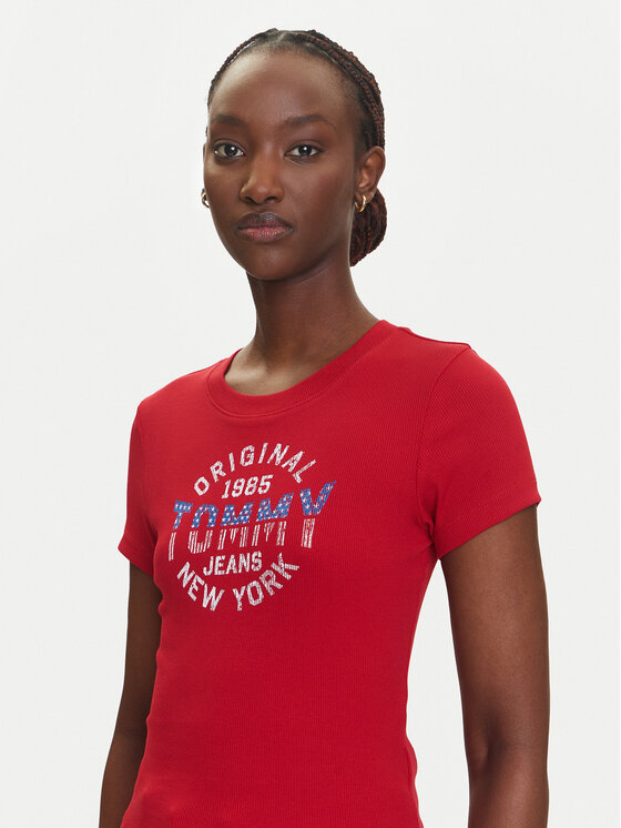 Tommy Jeans Tommy Jeans T-shirt DW0DW21421 Crvena Slim Fit