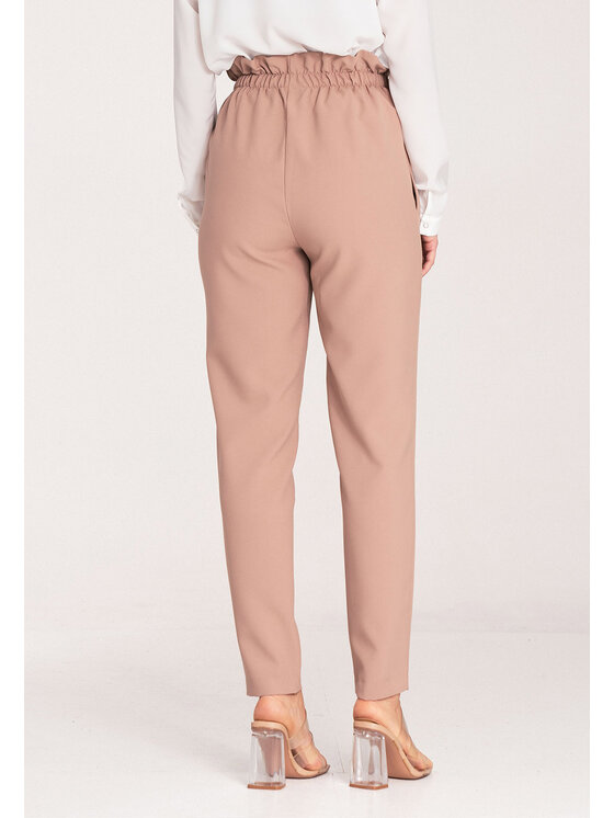 FIGL FIGL Spodnie damskie M1072 Beżowy Regular Fit