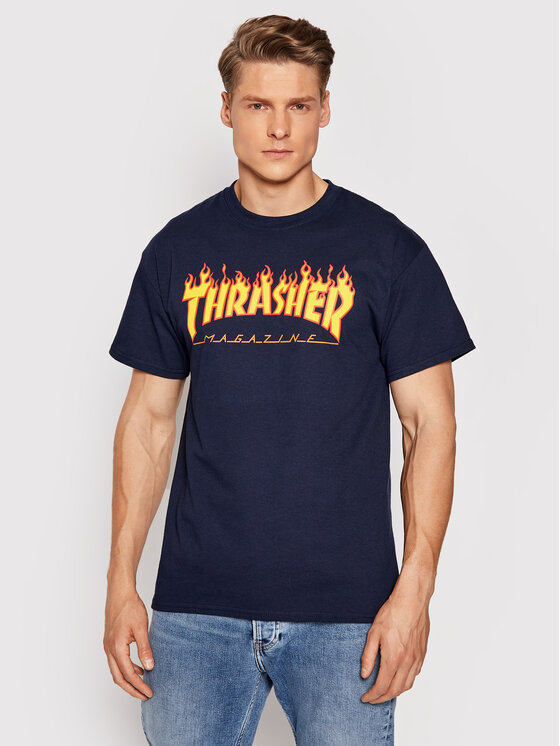 Thrasher T-krekls Flame Tumši zils Regular Fit