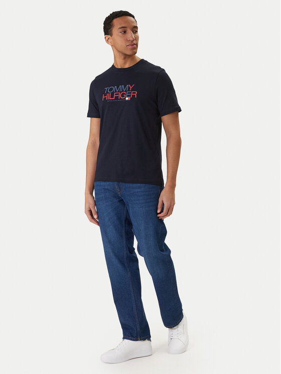 Tommy Hilfiger Tommy Hilfiger T-shirt Brand Love Big Text MW0MW42369 Tamnoplava Regular Fit