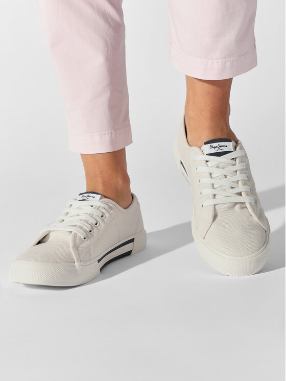 Baskets Pepe Jeans Brady Denim - Toile Denim, Logo Contrasté, Semelle Colorée, Femme