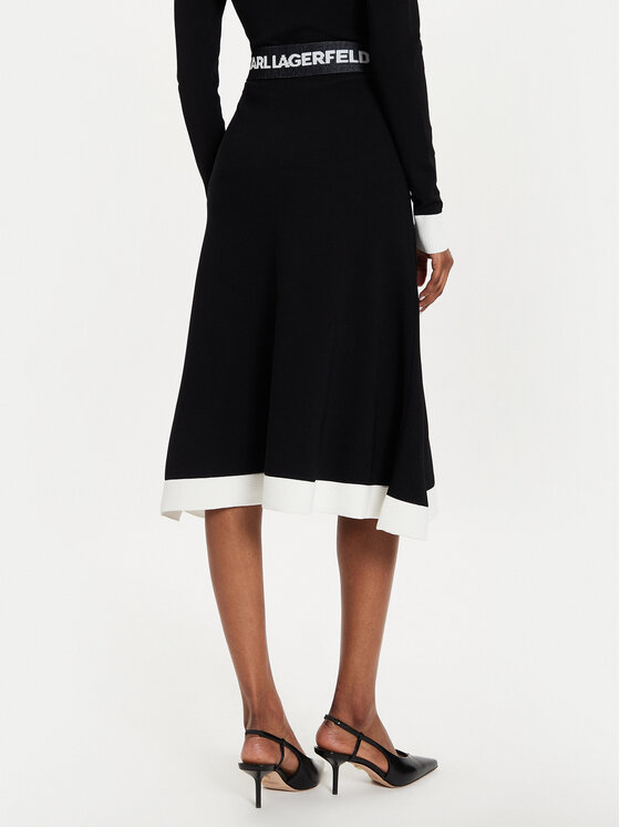 KARL LAGERFELD KARL LAGERFELD Trapéz szoknya 245W1230 Fekete Regular Fit