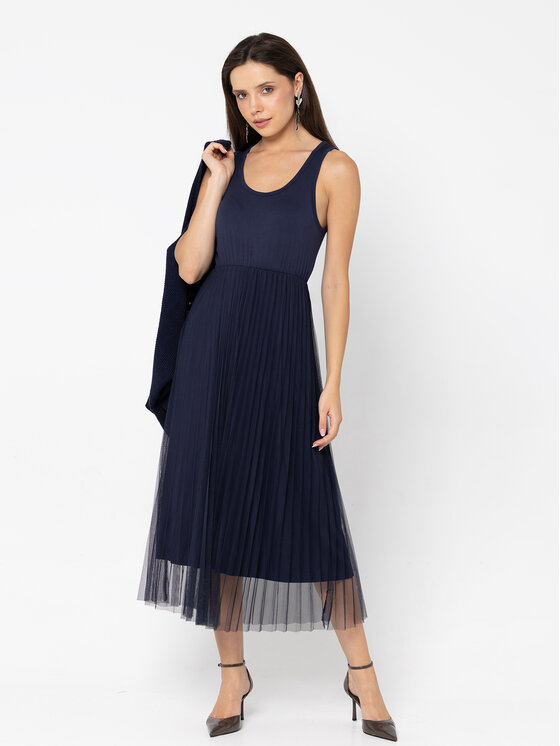 Miss LK Miss LK Sukienka codzienna MISSLKSS Granatowy Loose Fit