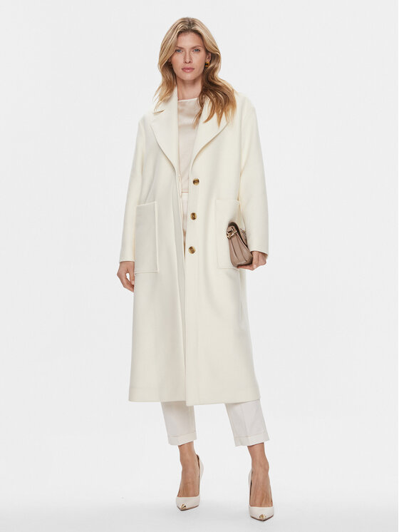 BOSS Boss Вовняне пальто Caridi 50510308 Écru Relaxed Fit