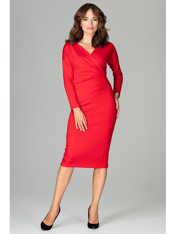 Lenitif Lenitif Šaty K477 Červená Slim Fit