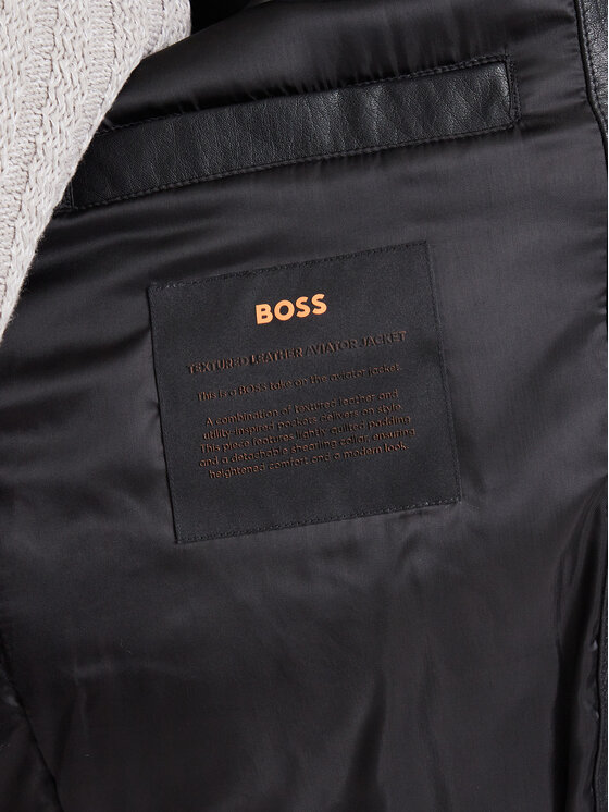 BOSS BOSS Kurtka skórzana Jopeak 50566594 Czarny Regular Fit