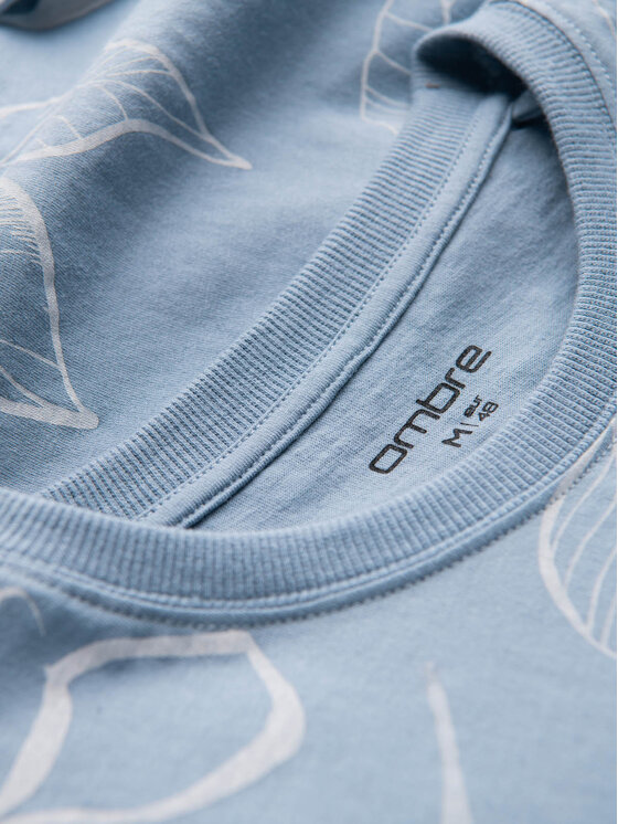 Ombre Ombre T-Shirt OM-TSFP-0180 Modrá Regular Fit