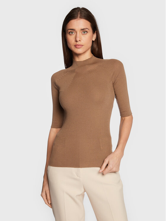 Peserico Pulover S99681F18 Rjava Slim Fit