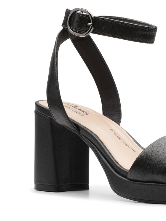 Sandali Bassi Donna Clarks Roseville Bay – Pelle Blu Navy Con Cinghie Regolabili, Plantare Ultimate Comfort, Suola In TPR, Tacco 3,2 Cm