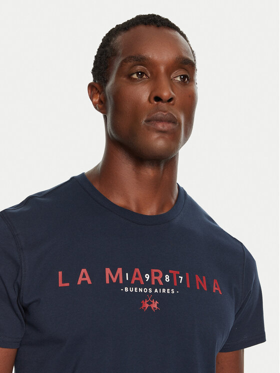 La Martina La Martina Tričko ZMR007 JS206 Tmavomodrá Regular Fit