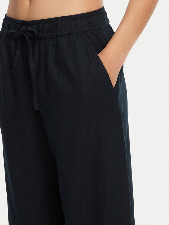 Roxy Roxy Auduma bikses Lekeitio Break ERJNP03545 Melns Wide Leg