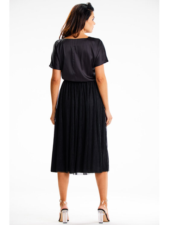 Awama Awama Večerní šaty A627 Černá Basic Fit