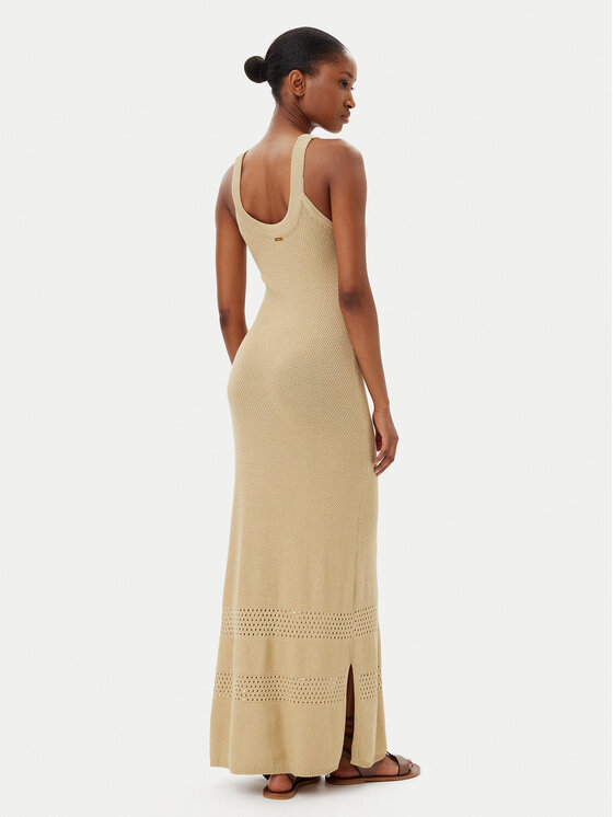Selmark Selmark Rochie de vară BC199 Bej Slim Fit