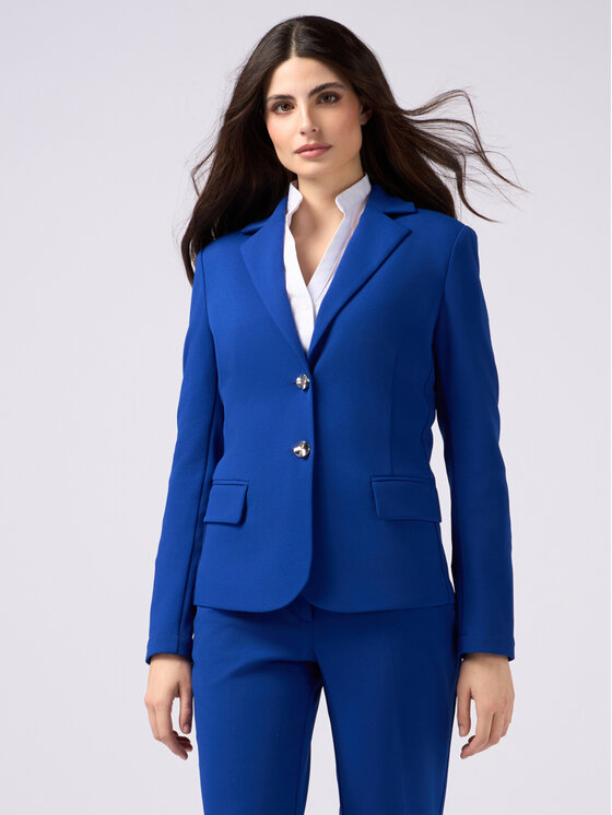 Oltre Oltre Marynarka Q756R004512N024 Turkusowy Regular Fit