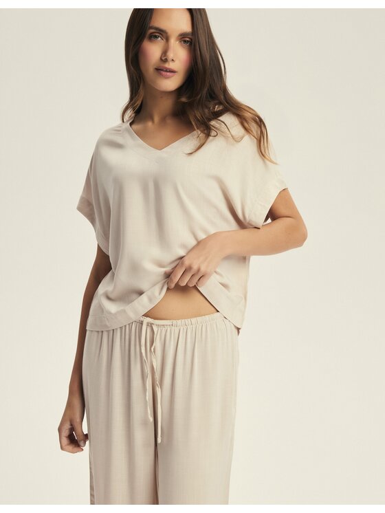 Esotiq Esotiq Piżama 43825 Beżowy Regular Fit