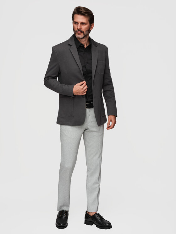 Ombre Ombre Marynarka M165 Szary Slim Fit
