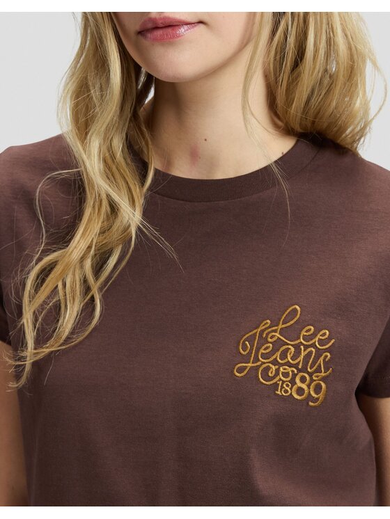 Lee Lee T-Shirt 89 TEE Brązowy Regular Fit