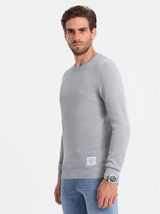 Ombre Ombre Sweter OM-SWSW-0104 Szary Fitting Fit