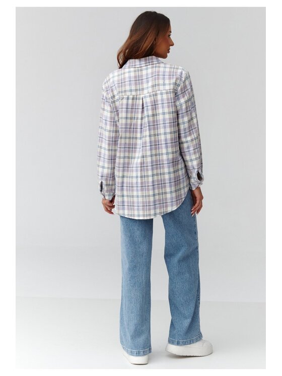 Makadamia Makadamia Koszula C35 Fioletowy Loose Fit