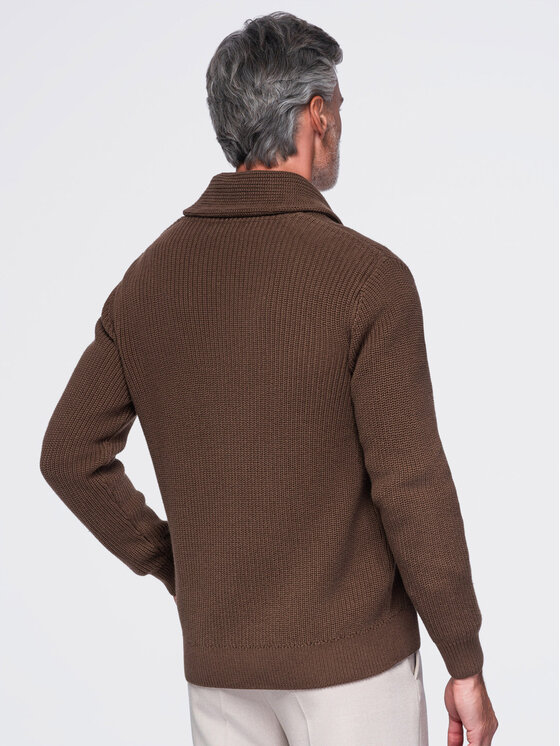Ombre Ombre Kardigan OM-SWCD-0200 Tmavě hnědá Regular Fit