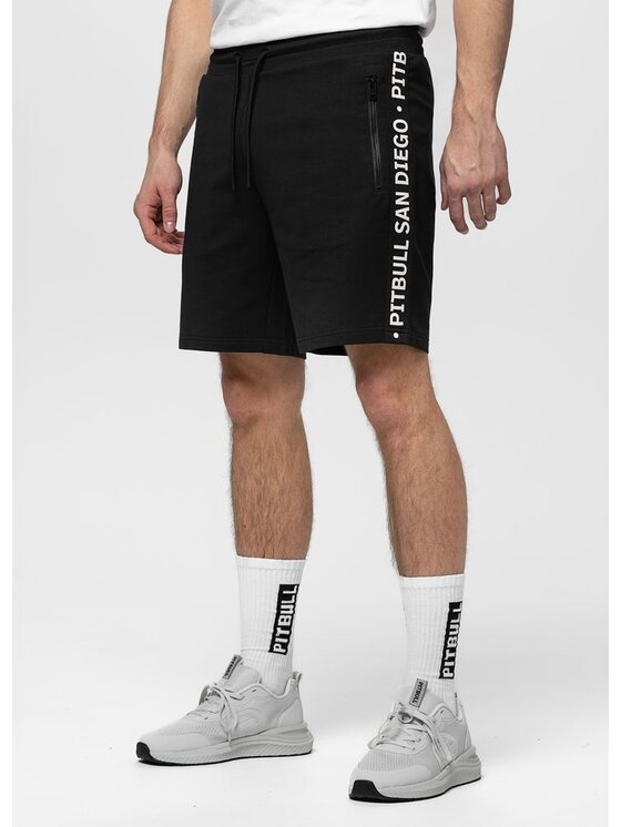 PITBULL PITBULL Szorty sportowe TAPE PARKER Czarny Regular Fit