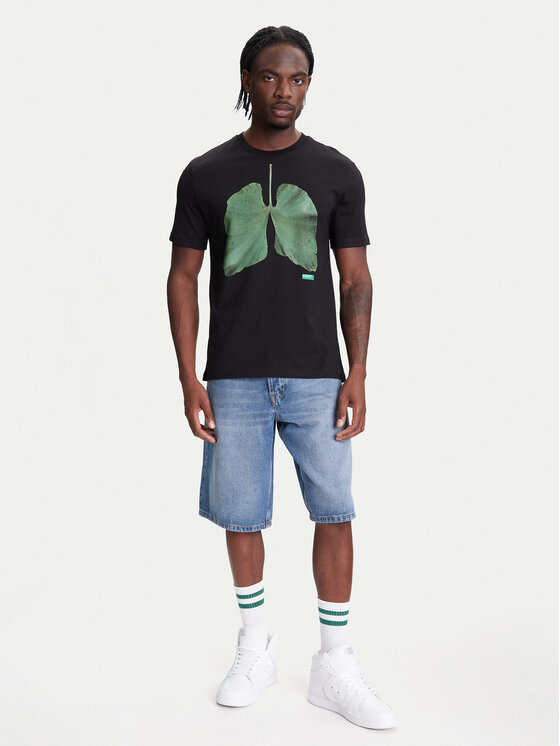 United Colors Of Benetton Maglietta Uomo 3ZITU1098, Colore Verde, Taglia XL - T-shirt In Cotone Tinta Pigmento