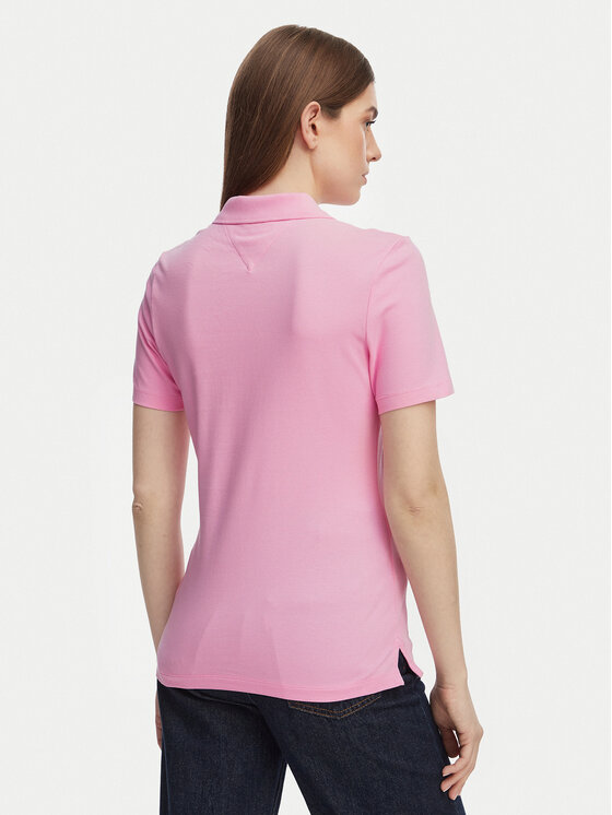 Tommy Hilfiger Tommy Hilfiger Тениска с яка и копчета 1985 WW0WW43225 Светлорозов Slim Fit