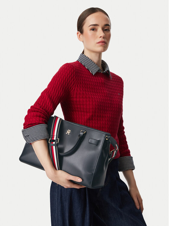 Tommy Hilfiger Geantă Th Joy Satchel Corp AW0AW19318 Bleumarin