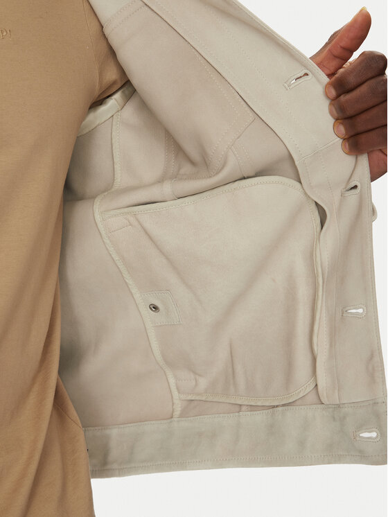 BOSS BOSS Kožená bunda 50538002 Biela Regular Fit