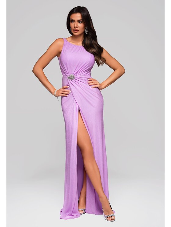 Ombre Ombre Sukienka koktajlowa LA-OM-DLR184 Fioletowy Regular Fit