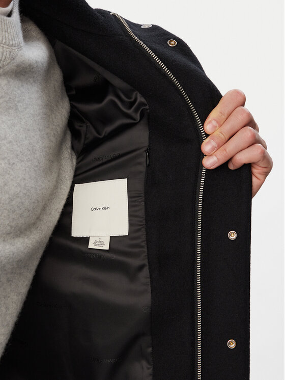 Calvin Klein Calvin Klein Płaszcz wełniany LV04LD457G Czarny Regular Fit