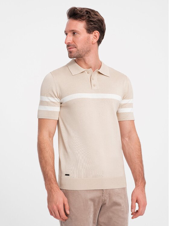 Ombre Ombre Polokošile OM-POSS-0118 Béžová Regular Fit