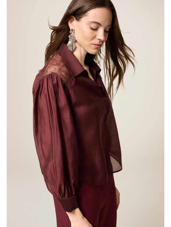 Oltre Oltre Blusa 2503J000747N036 Bordeaux Regular Fit