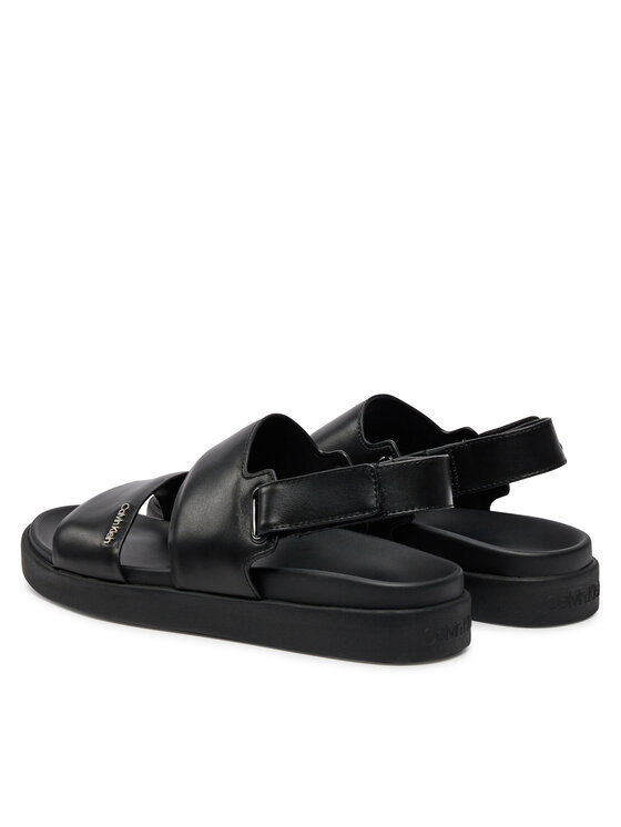 Calvin Klein Calvin Klein Sandále Flat Sandal Calvin Mtl Lth HW0HW01984 Čierna