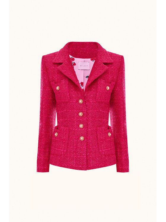 Epuzer Epuzer Marynarka Tweed blazer Różowy Standard Fit