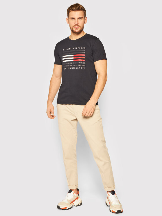 Tommy Hilfiger T Shirt Corp Flag Lines MW0MW15334 Granatowy Regular Fit Modivo.pl