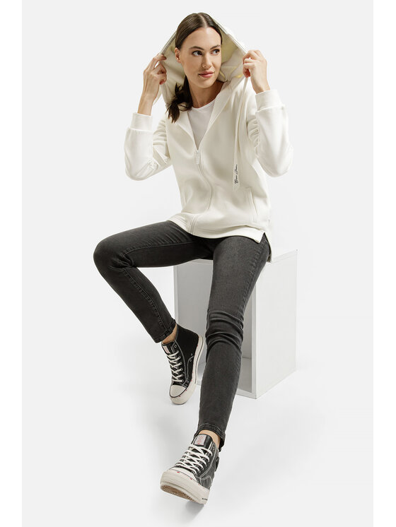 Cross Jeans Cross Jeans Bluza 65471-028 Beżowy Zipped Hoodie Fit