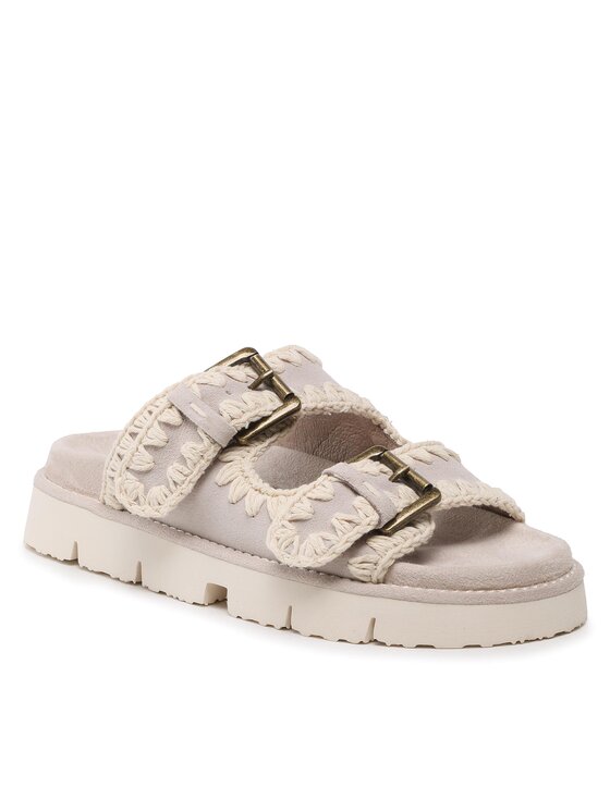 Mou Mou Босоніжки New Bio With Buckles SW461005A Écru