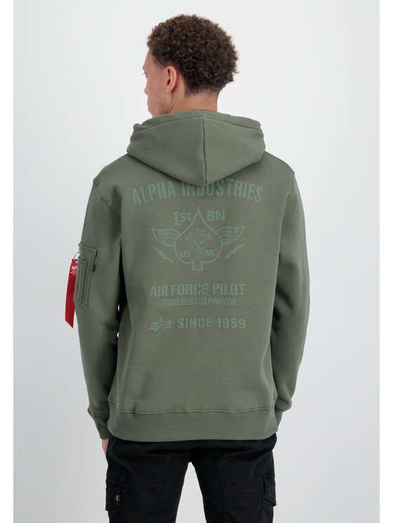 Alpha Industries Alpha Industries Bluza Air Force Hoodie Zielony Regular Fit