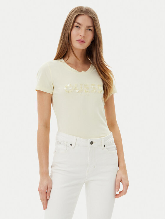 Guess Guess Tricou W5GI17 J1314 Galben Slim Fit