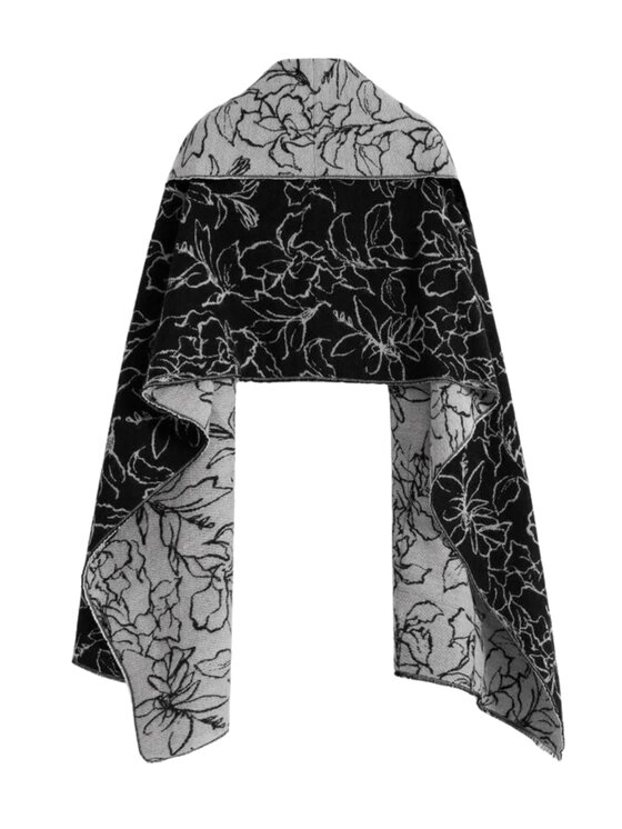 Desigual Desigual Κασκόλ Sciarpa mantella fiori reversibile Μαύρο