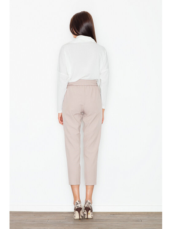 FIGL FIGL Spodnie damskie M523 Beżowy Regular Fit
