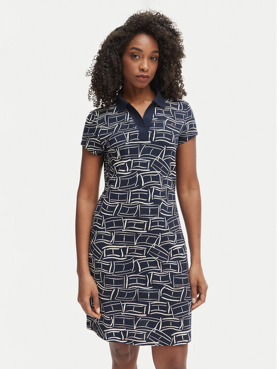 Tommy Hilfiger Tommy Hilfiger Ежедневна рокля 1985 Pique WW0WW49719 Тъмносин Regular Fit