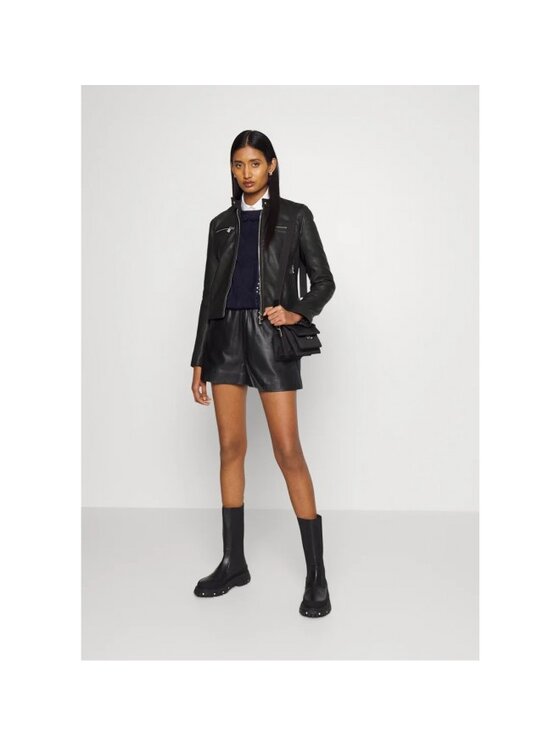 PINKO PINKO Kožená bunda 1G16E6 Y672 Černá Regular Fit