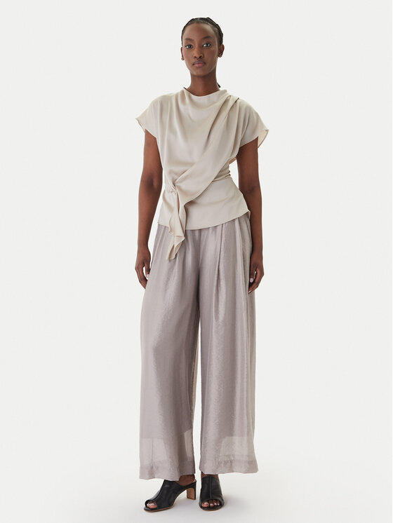 Eleh Eleh Штани з тканини SS260269 Сірий Wide Leg